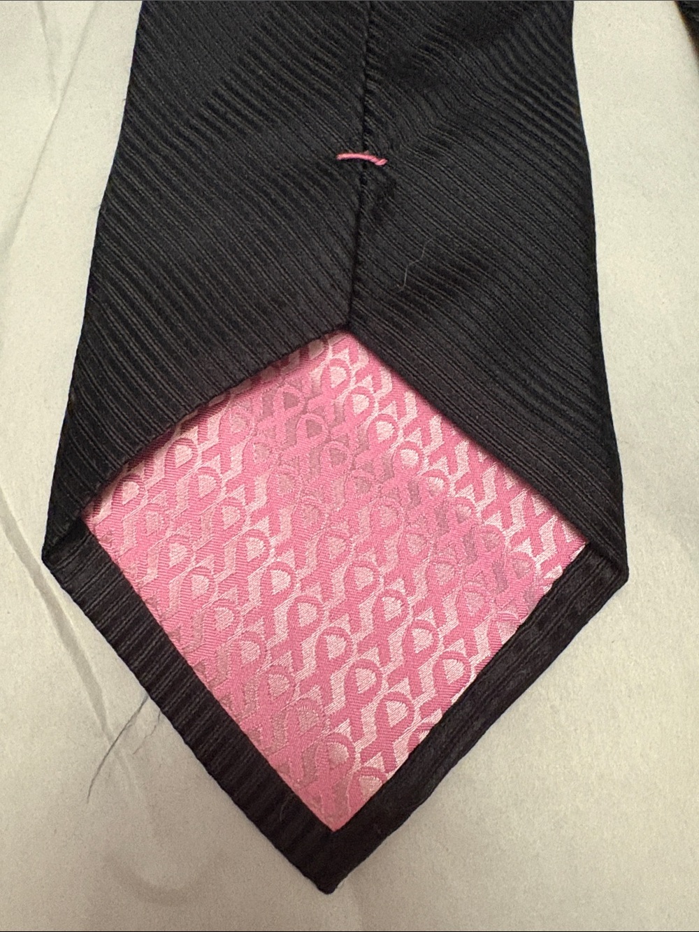 Breast cancer awareness Pink Accent Black Men's Tie by Diane Katzman - Picture 2 of 4